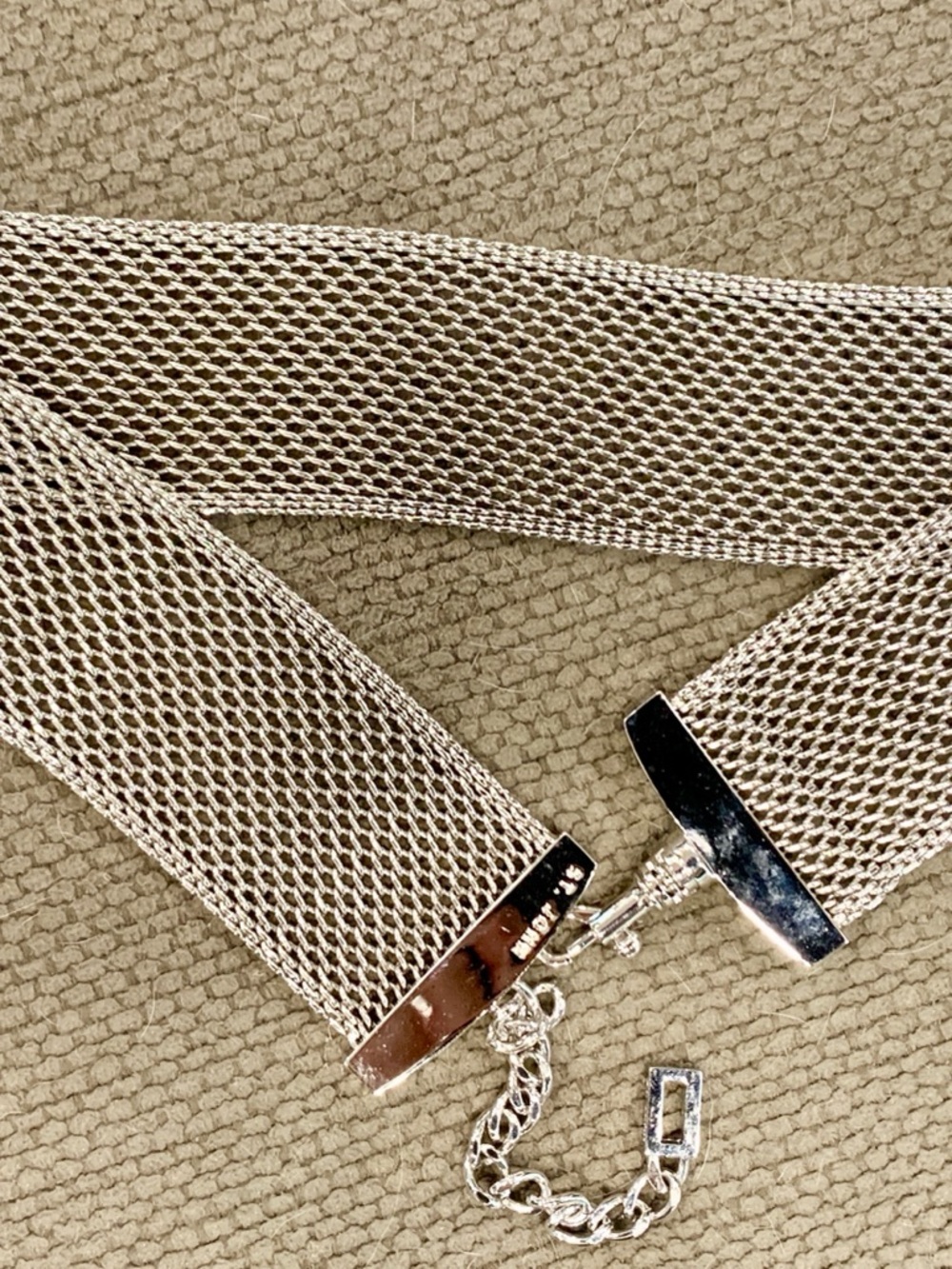 St. John, Silver Mesh Chain Belt with Slide Clasp